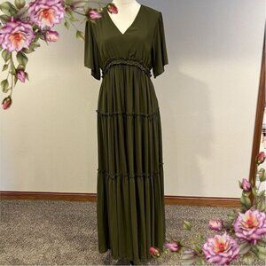 Elegant Olive Green Maxi Dress